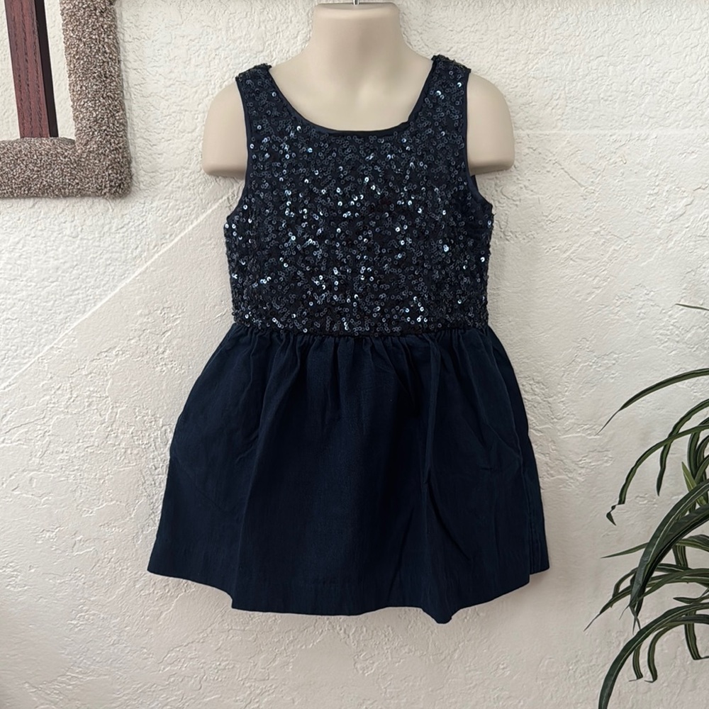 GAP Girls Navy Blue Sequin Kids Dress Size XS EUC